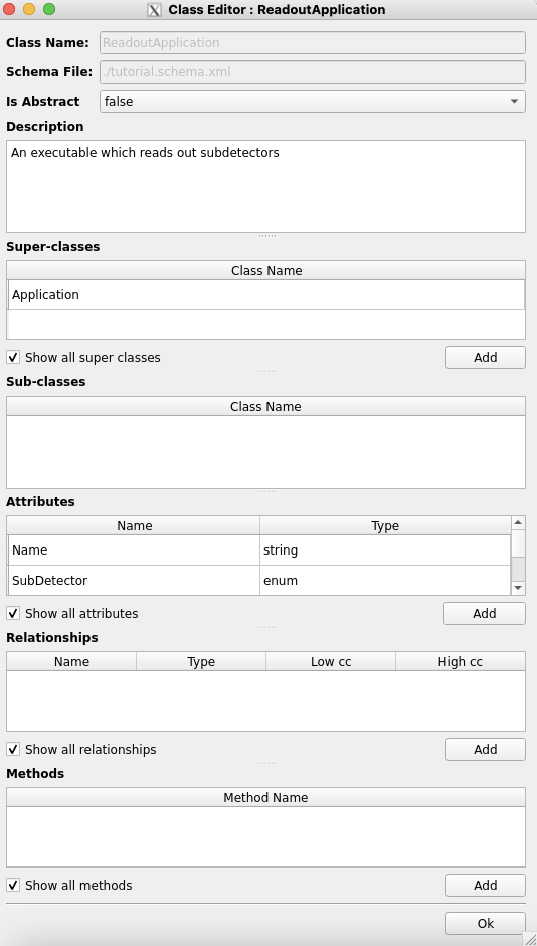 Class Editor for readoutapp