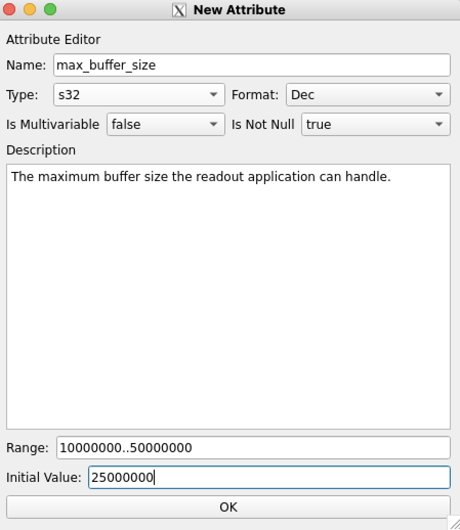New Attribute Window