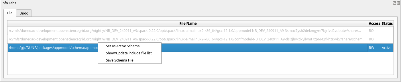 Files tab context menu