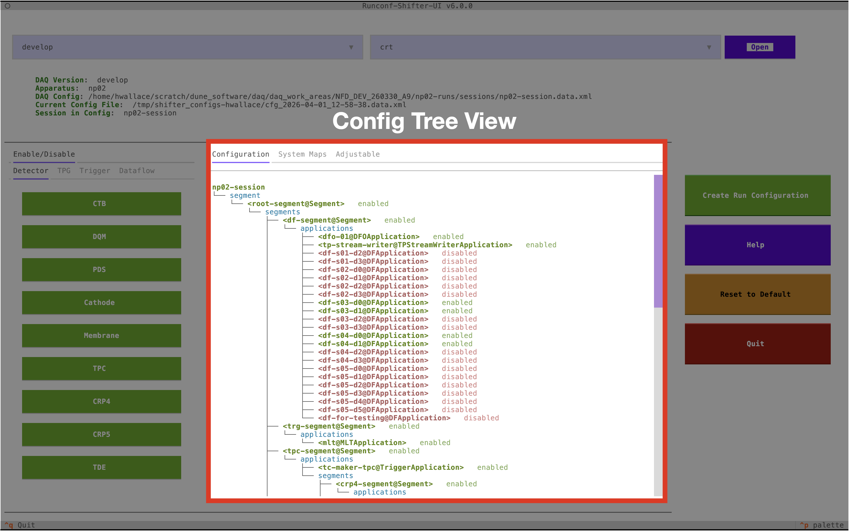 Highlighted config tree