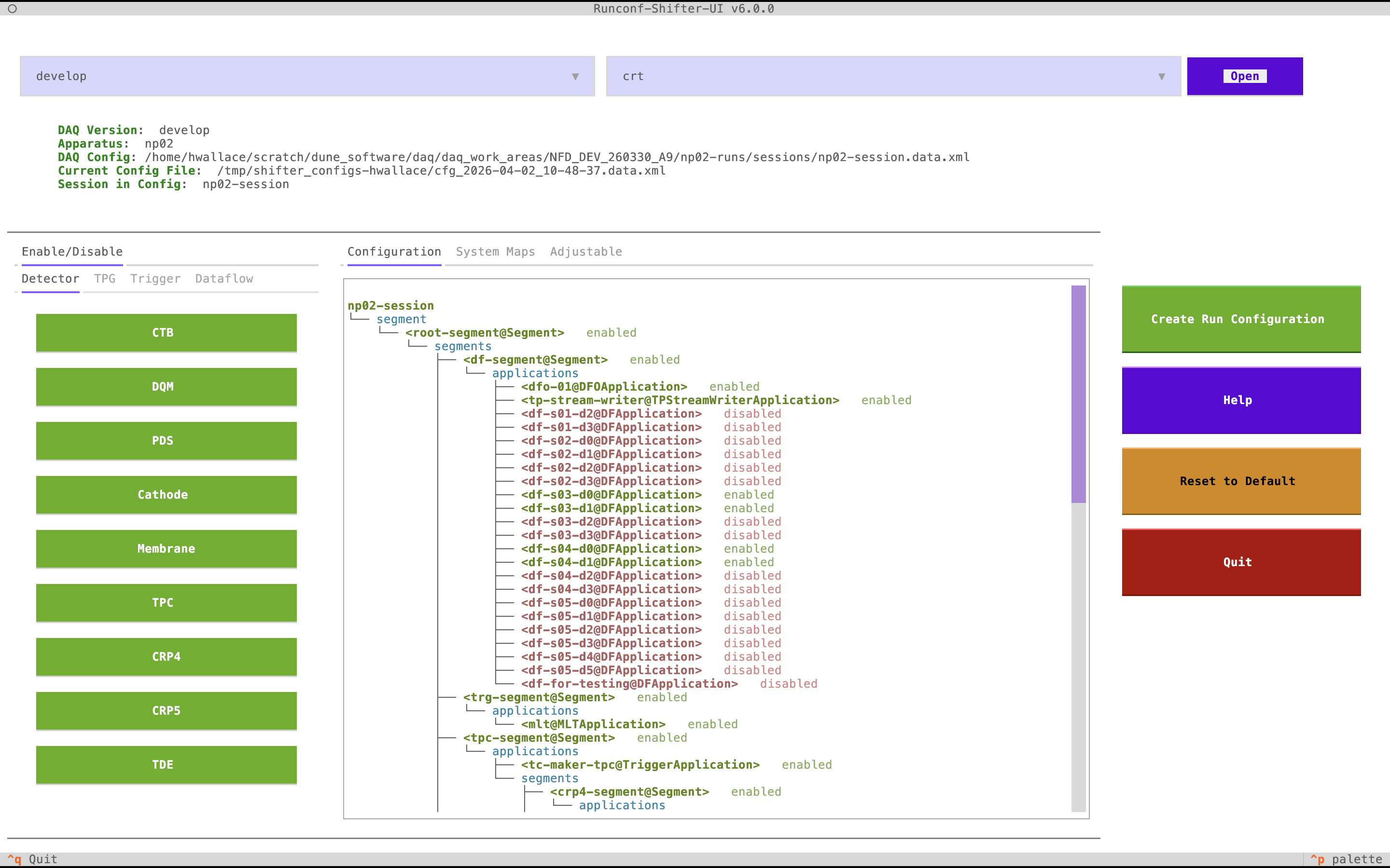 The editor with a config loaded